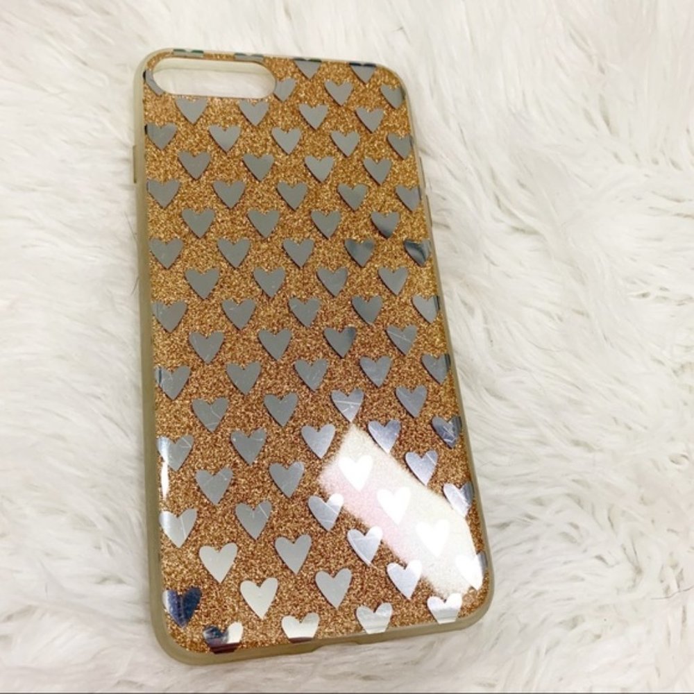 Gold Glitter and Silver Hearts iPhone 7 Plus Case